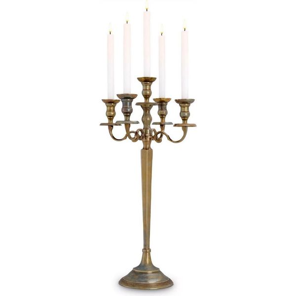 Casa Padrino Candeliere Barocco In Ottone Vintage 22 X 22 X H. 80,5 Cm - Magnifico Candeliere In Alluminio In Stile Barocco - Accessori Per La Decorazione Barocca - Mobili Barocchi - Interni Barocchi-image
