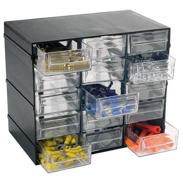 Artplast Cassettiere Con 15 Cassetti 22,8X14X19 Cm Cassettiera Nero Nero Taglia Unica-image