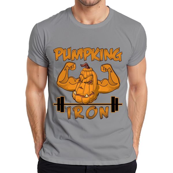 Maglietta Da Uomo Pumpking Iron Halloween Pumpkin Fitness Weightlifting Gift, Grigio, 3XL-image
