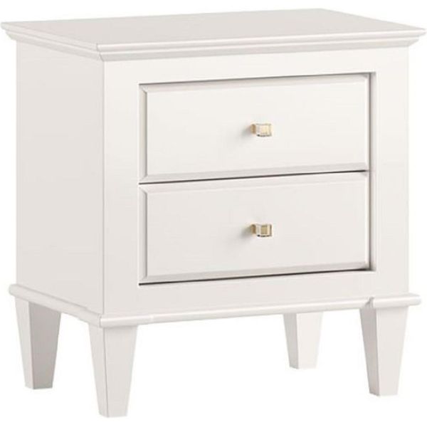 Casa Padrino Luxury Art Deco Bedside Table White 60 X 40 X H. 61 Cm - Tavolino In Legno Massiccio Con 2 Cassetti - Mobili Camera Da Letto - Mobili Art Deco - Mobili-image