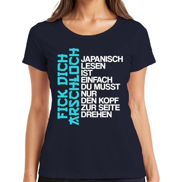 La Lettura Del Giapponese è Facile, Basta Regalare La Maglietta Da Donna Japan Gift Manga, Navy, 3XL-image