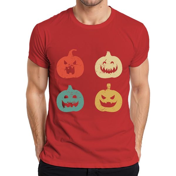 Maglietta Halloween Pumpkin Faces Vintage Retro Grunge Pumpkin Face Uomo, Rosso, L-image
