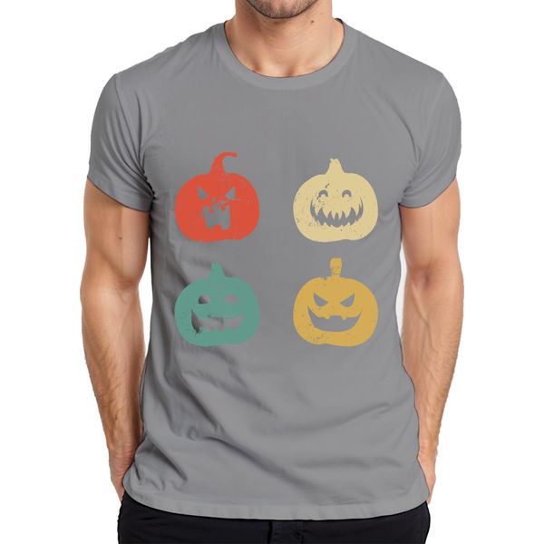 Maglietta Halloween Pumpkin Faces Vintage Retro Grunge Pumpkin Face Uomo, Grigio, Xxl-image