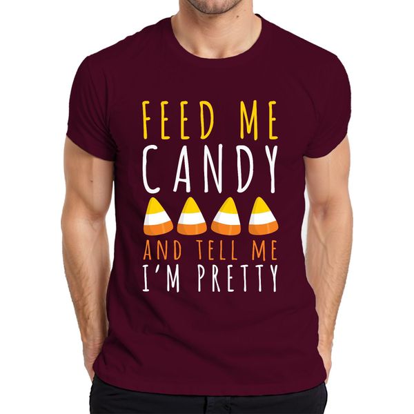 Feed Me Candy And Tell Me I'm Pretty Maglietta Halloween Candycorn Kinder Herren, Borgogna, L-image