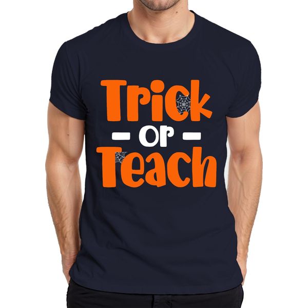 Maglietta Da Uomo Trick Or Teach Halloween Teacher Gift Funny School Lesson, Navy, L-image