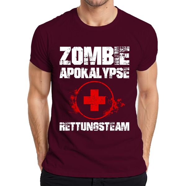 Maglietta Da Uomo Zombie Apocalypse Rescue Team Paramedic Emergency First Aid Blood, Borgogna, 3XL-image