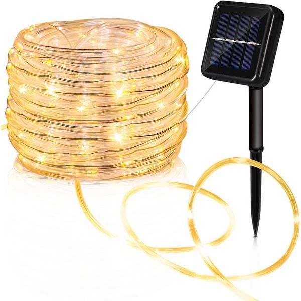 Swanew Luce Solare A Corda Led Luce A Corda Per Esterni Luci Fiabesche Bianco Caldo 10M-image