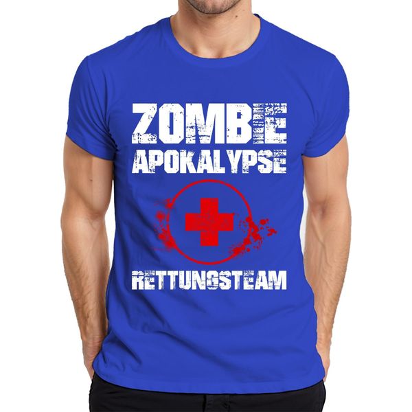 Maglietta Da Uomo Zombie Apocalypse Rescue Team Paramedic Emergency First Aid Blood, Blu, 3XL-image