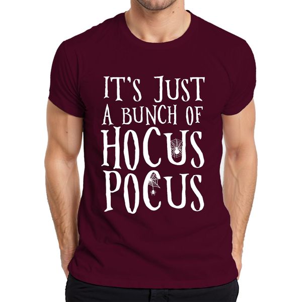 È Solo Un Mucchio Di Hocus Pocus Halloween Hexe Spinnennetz Retro Herren T-Shirt, Borgogna, 3XL-image