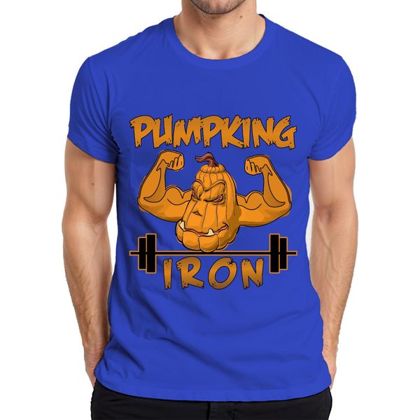 Maglietta Da Uomo Pumpking Iron Halloween Pumpkin Fitness Weightlifting Gift, Blu, Xxl-image