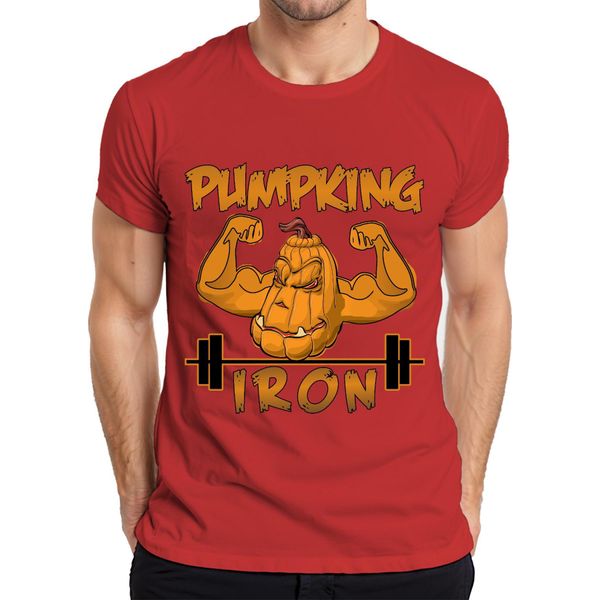 Maglietta Da Uomo Pumpking Iron Halloween Pumpkin Fitness Weightlifting Gift, Rosso, M-image