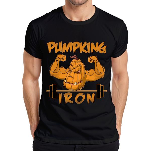 Maglietta Da Uomo Pumpking Iron Halloween Pumpkin Fitness Weightlifting Gift, Nero, Xl-image