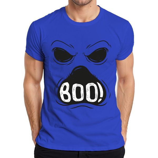 Boo! Halloween Faccia Spaventosa Fantasma Spettrale Retro Vintage T-Shirt Da Uomo, Blu, 3XL-image