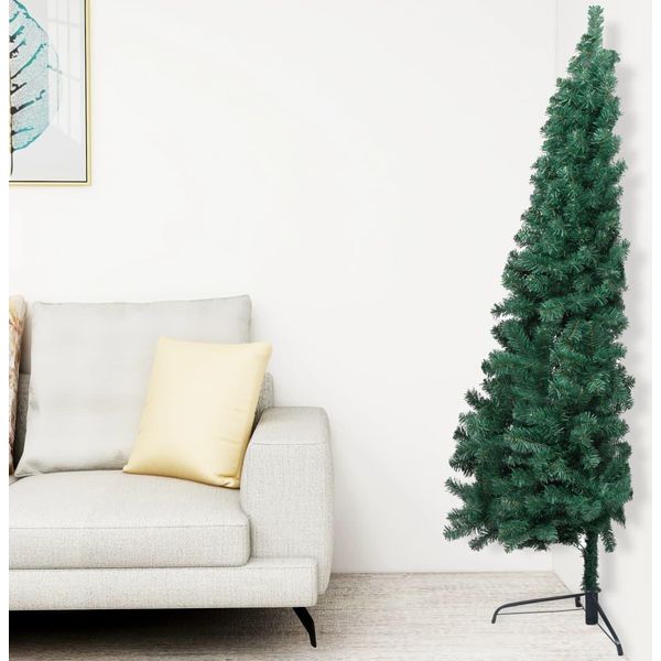 The Living Store Mezzo Albero Di Natale Artificiale Con Supporto Verde 120 Cm Pvc-image
