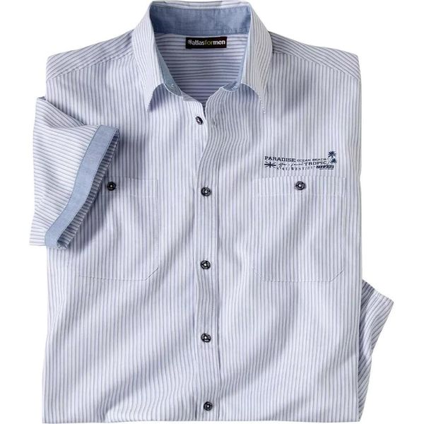 Atlas For Men - Camicia "West Island"" Da Uomo AF1668 (3XL) (Blu/Bianco)"-image