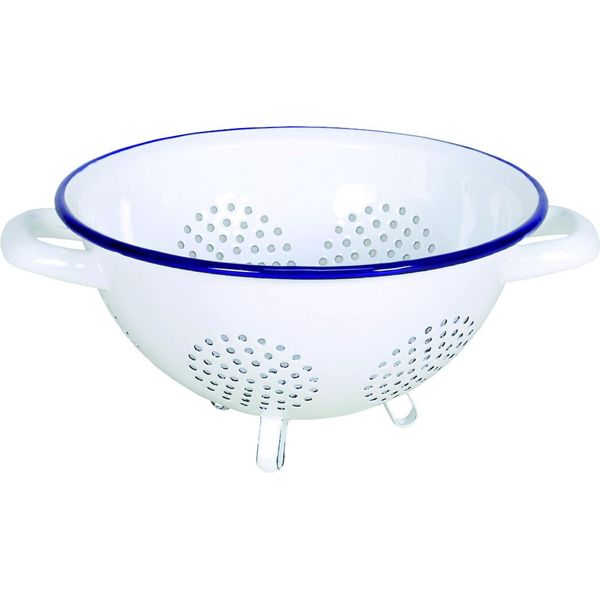 Scolapasta "Husum"" Da 24 Cm Smaltato, Bianco Con Bordo Blu"-image