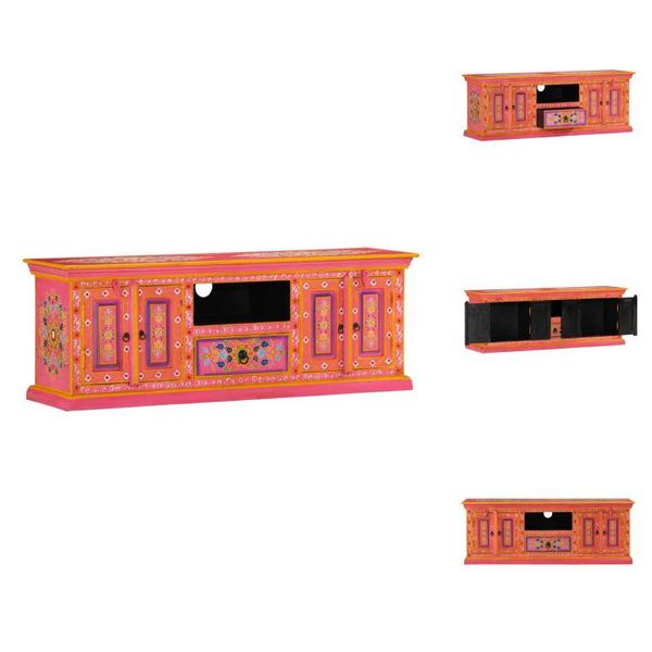Mobile Tv Vidaxl Rosa 110X30X40 Cm In Legno Massiccio Di Mango - Mobili Tv-image