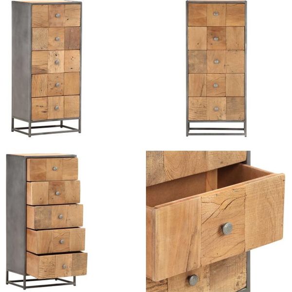 Vidaxl Credenza Con Cassetti 45X30X100 Cm In Legno Massiccio Antico - Cassettiera - Cassettiera - Cassettiera - Cassettiere-image