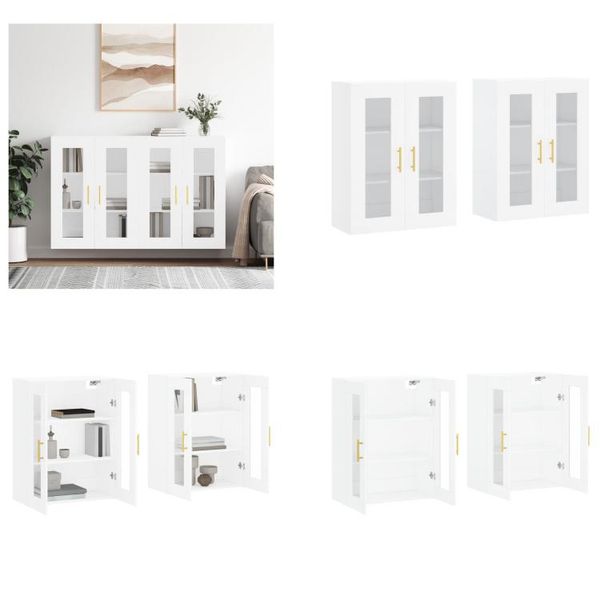 Vidaxl Armadi A Muro 2 Pz. Legno Ingegnerizzato Bianco - Armadio A Muro - Armadi A Muro - Armadio - Armadio Portaoggetti-image