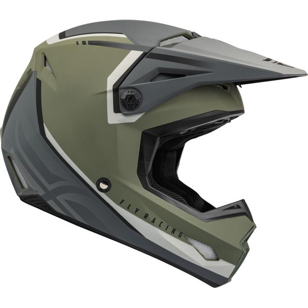 Fly Racing Kinetic Vision Casco Motocross, Grigio/GrüN, S (56)-image