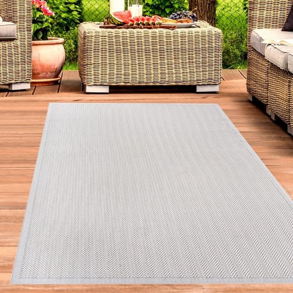 Tappeto Per Interni Ed Esterni Resistente Alle Intemperie E Di Facile Manutenzione, Con Un Moderno Design Grigio Crema Dimensioni - 160 X 230 Cm-image