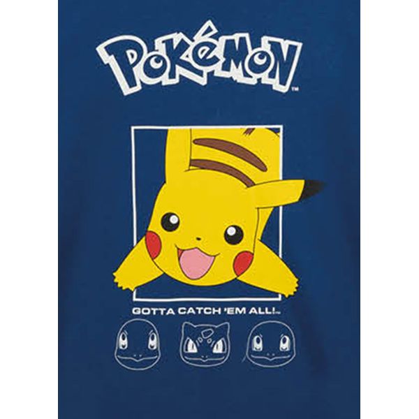 Pokemon Pikachu Ragazzi Maglietta Top Shirt , Colore:Blu Scuro, Taglia:146-152-image
