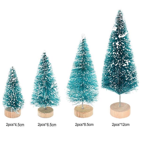 8PCS Mini Decorazioni Di Pino Di Natale Con Base In Legno Sisal Seta Bottiglia Spazzola Alberi Per La Festa Di Natale Decorazione Casa-image
