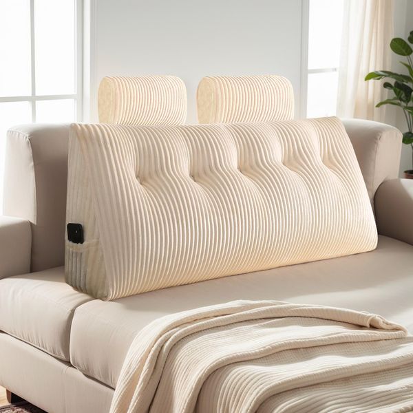 Topchances Cuscino Per La Lettura Cuscino Per Schienale Cuscino Per Testiera Del Divano Letto, Cuscino Per Testiera A Cuneo Cuscino Imbottito Per Letto Cuscino A Cuneo, Beige, 150X50X20Cm-image