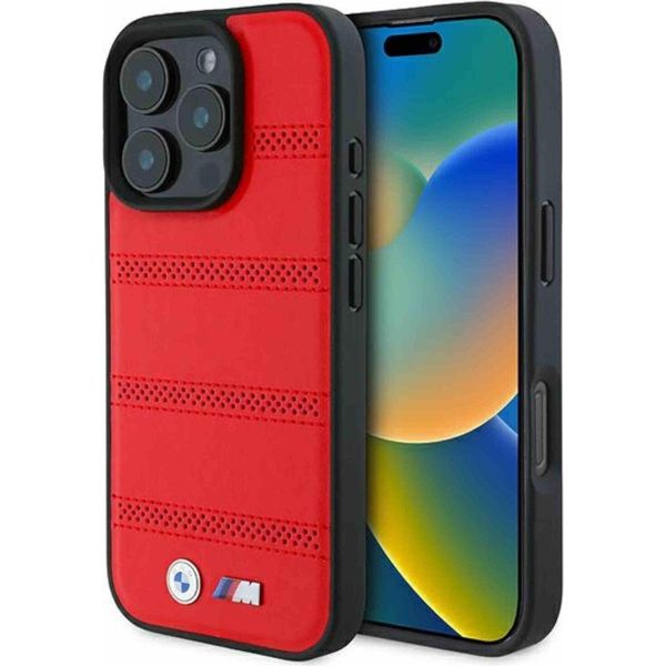Bmw Bmhmp16L23Puspr Custodia Rigida Iphone 16 Pro 6.3 Czerwony/Rosso M Linea Perforata E Cucita Magsafe-image