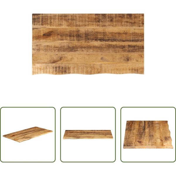 The Living Store Piano Del Tavolo 100X60X2,5 Cm Bordo Albero In Legno Massiccio Legno Di Mango Grezzo-image