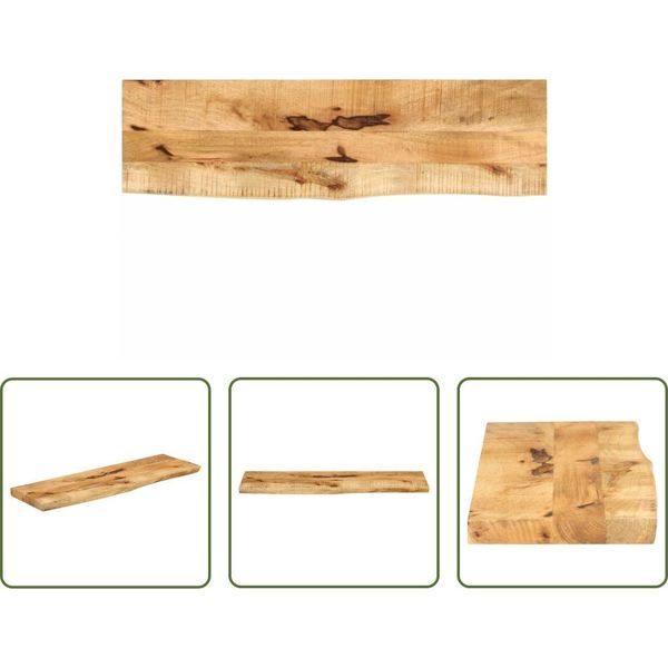 The Living Store Piano Del Tavolo 110X40X2,5 Cm Bordo Albero In Legno Massiccio Legno Di Mango Grezzo-image