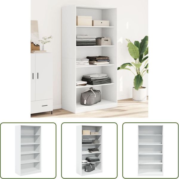 The Living Store Armadio Bianco 100X50X200 Cm Materiale A Base Di Legno-image