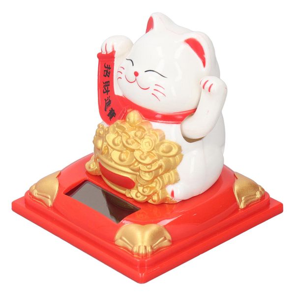 Gatto Ondeggiante Fortunato, Decorazione Del Gatto Fortunato, Ornamenti Del Gatto Fortunato Di Energia Solare, Gatto Di Fortuna Ondeggiante Del Braccio, Gatto Di Benvenuto Di Ricchezza, Ornamenti Del Gatto Fortunato-image