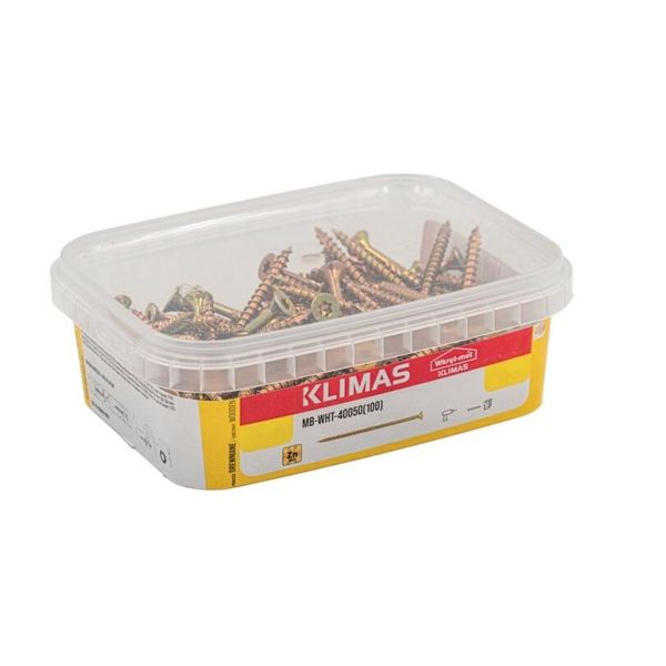 Viti A Testa Svasata Klimas Viti Per Legno Gialle 4X50 Mm 100 Pz. Masterbox-image