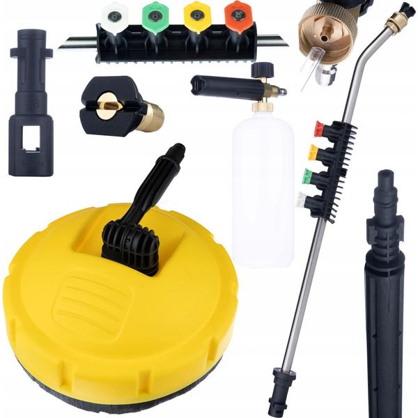 Rosfix Spazzola Di Lavaggio A Cubo T-Racer Per Lavatrici KäRcher + Lancia Per Idropulitrice Da 1/4”” Piegata A 15° Con Set Di 5 Ugelli E Impugnatura +-image