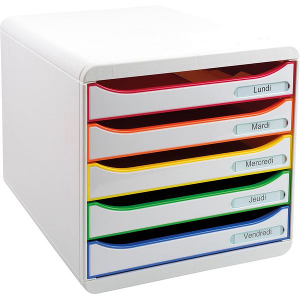 Exacompta 309913D Cassettiera Big Box Plus - A4+, 5 Cassetti Aperti, Bianco/Arancio/Bianco-image