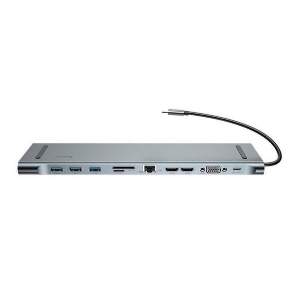 11W1 Adattatore Di Piacere Baseus, Hub Usb-C A 2X Hdmi, 3X Usb 3.0, Vga, Rj45, Usb-C Pd, Sd/Microsd, Jack 3,5Mm-image
