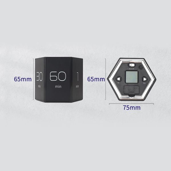 Multi-Hexagon Cube Timer Sensore Di Gravità Timer Digitale Con Schermo Led Allarme Sonoro Funzionamento Silenzioso 1/5/10/25/30/60 Minuti E Auto-Personalizzazione 1-99Min Per Bambini Cucina Strumento Di Gestione Del Tempo Per Test Esercizio Gioco Insegnamento Apprendimento Cucina-image