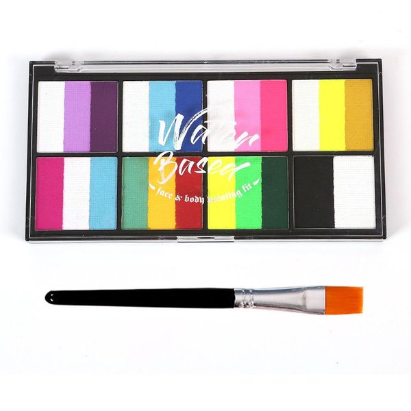 Set Di Colori Ad Acquerello - 18 Colori, Colori Professionali Per Il Viso Con 4 Pennelli E 4 Stencil, Attivati Ad Acqua, Ipoallergenici, Per Halloween E Cosplay-image