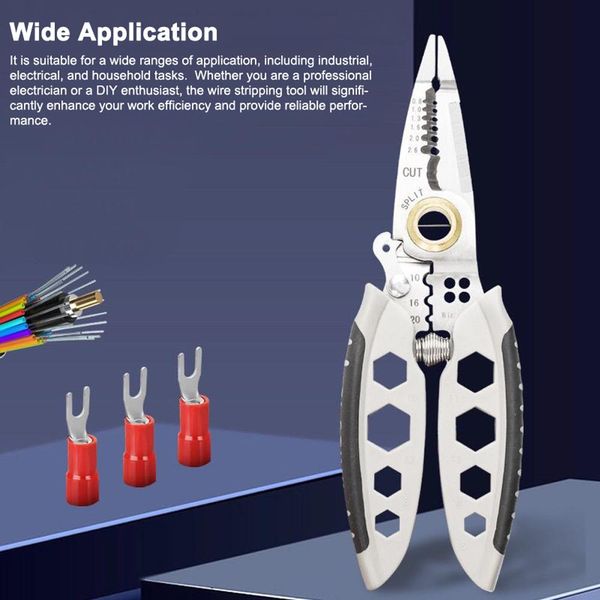 Spelafili Multifunzione Da 7 Pollici Strumento Professionale Per La Spellatura Di Fili Da 22 A 10 Awg Pinze Tagliacavi Portatili Con Funzione Di Chiave Inglese Pulsante Autobloccante-image