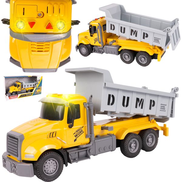 Malplay Camion Ribaltabile Camion Da Costruzione Giocattolo Camion In Movimento Sportello Luce Suono Da 3 Anni Regalo Giallo-image