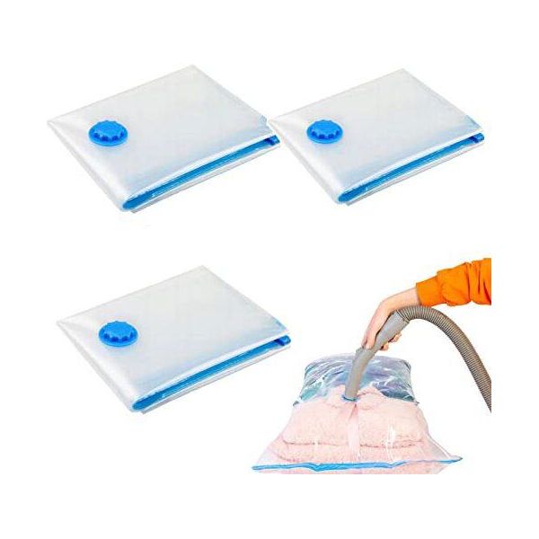 Sacchetti Di Stoccaggio Viaggio Sottovuoto, 3 Pezzi Sacchetti Di Stoccaggio Vacuum Bags, Sacchetti Sottovuoto Per I Vestiti, Per La Conservazione Ermetica 60X40Cm-image