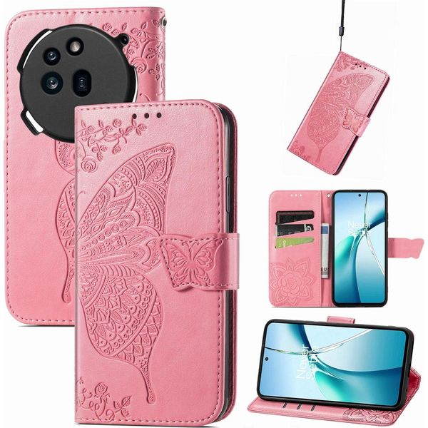 Per Niente Phone 3A Pro Portafoglio In Ecopelle Custodia Per Cellulare Design A Farfalla Rosa-image