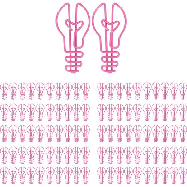 100 Pezzi Clip Di Carta Lampadina Maggiore Resistenza Allo Scivolamento Prevenzione Ruggine Processo Di Sovraccarico Metallico Per Ufficio Rosa-image