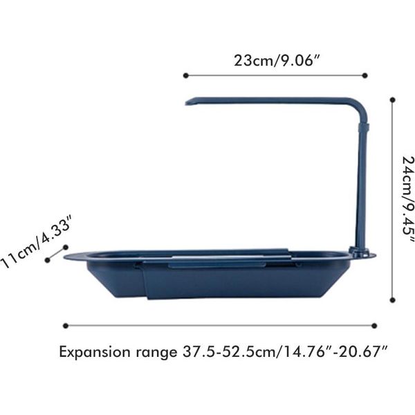 Porta Lavello Telescopico Rack Cestello Di Scarico Espandibile Porta Sapone Spugna Cucina Scolapiatti Vassoio Scaffale-image