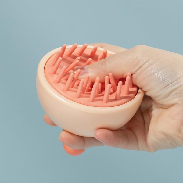 Spazzola Per Cuoio Capelluto Massaggio Testa Alta Elasticità Veloce Schiuma Stimolare La Circolazione Del Sangue Massaggiatore Del Cuoio Capelluto Per Uomini Donne Shampoo Arancione-image
