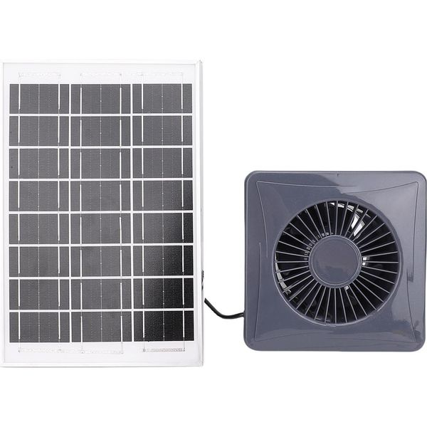 Ventilatore Di Scarico Da 4 Pollici Con Pannello Solare Al Silicio Monocristallino Da 6W Ventilatore Solare Rotondo Grigio Per Pollaio Serra Capannone Casa Dell'animale Domestico-image