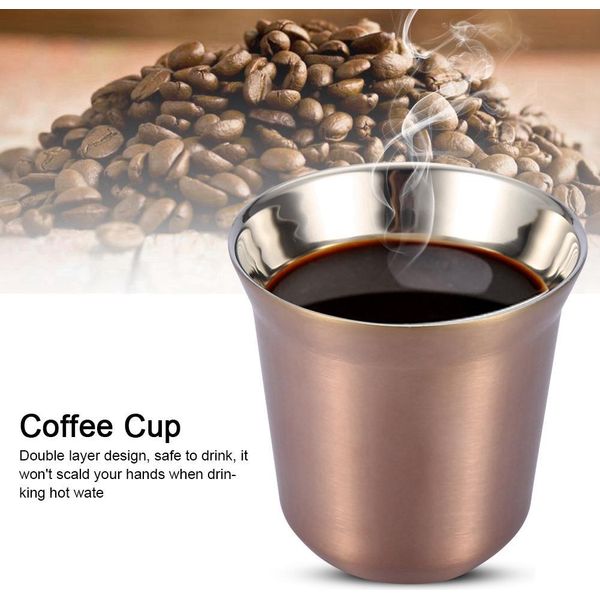 Acciaio Inox Doppia Parete Tazza Di Caffè Tazza Di Birra Tazze Di Tè 85Ml Per Bere Bottiglia (Rose Golden)-image