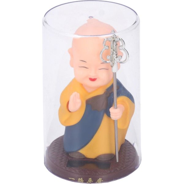 Piccolo Monaco Ornamento Luce Sensibile Automatico Annuendo Mani Salutando Miniatura Monaco Figurina Per Auto Blu-image