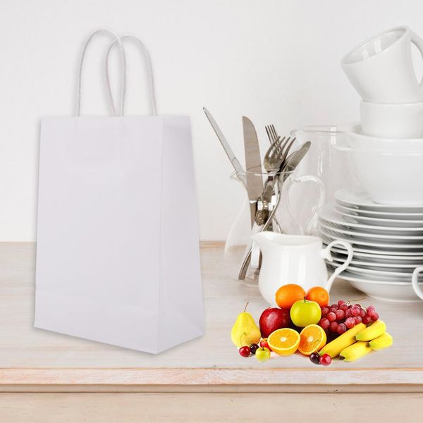 25 Pcs Sacchetto Regalo Carta Kraft Per Sacchetto Di Bomboniera Matrimonio Con Maniglia Bianco-image